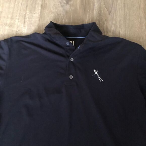 FootJoy FJ Golf Solid Pique Short Sleeve Navy Blue Polo Shirt Sz Large Bird Logo - Picture 2 of 10